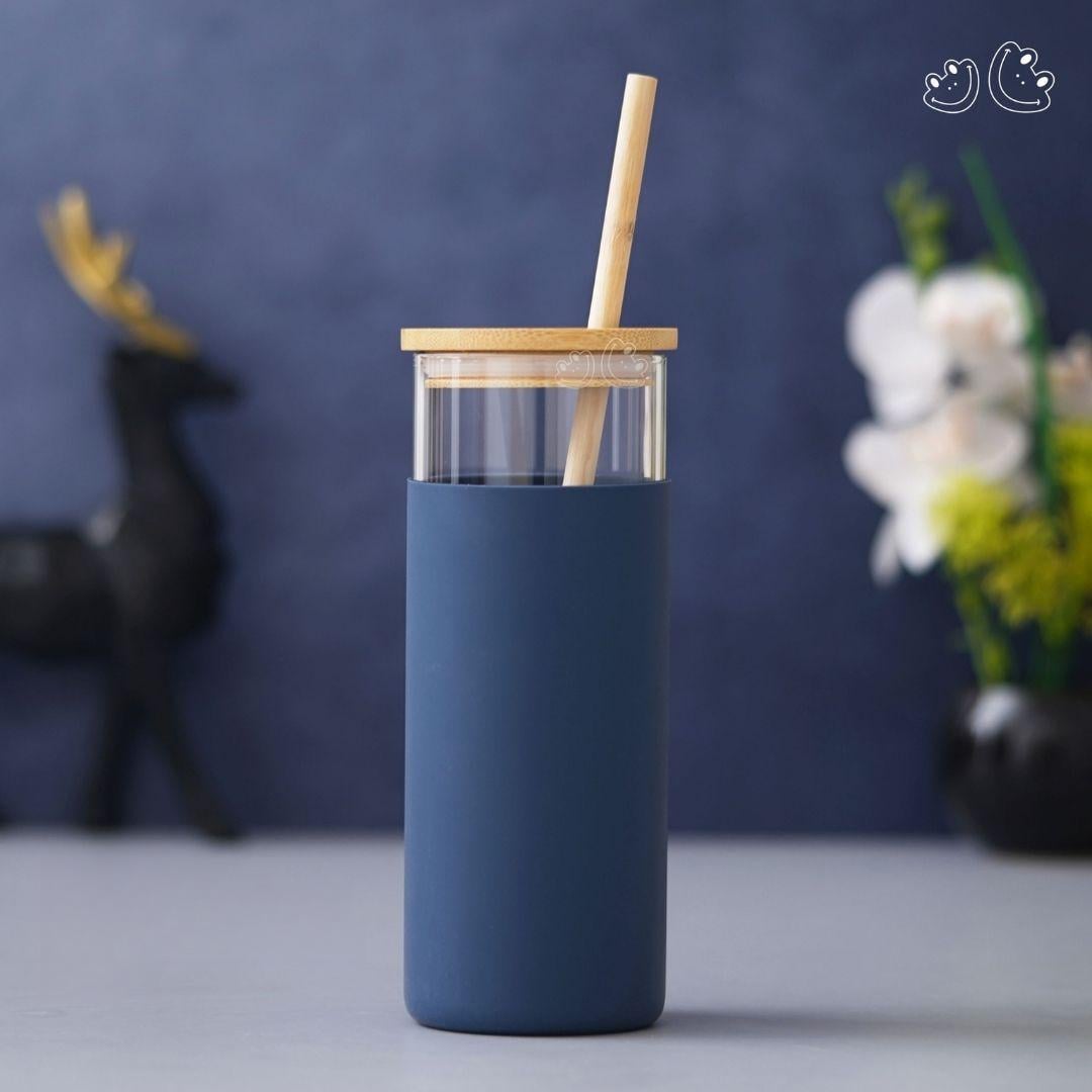 GBI-4071 Borosilicate Glass Bottle with Bamboo Lid & Straw - Corporate gift product view