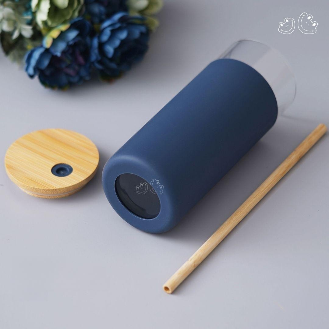 Borosilicate Glass Bottle with Bamboo Lid & Straw - GBI-4071 Borosilicate Glass Bottle with Bamboo Lid & Straw